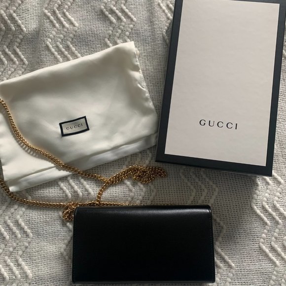 GUCCI Black 'Gucci 1955' Horsebit Chain Wallet Bag - Picture 2 of 7